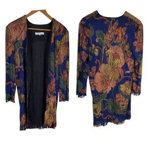 Morisane New York Open Front Cardigan Topper Art To Wear Eclectic Colorful Sz M